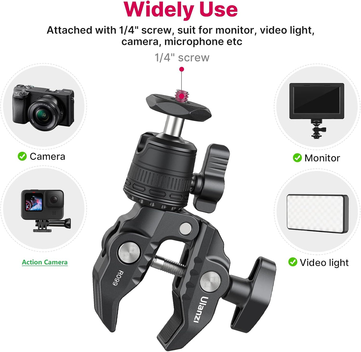 Ulanzi R099 Super Clamp with Mini Ball Head