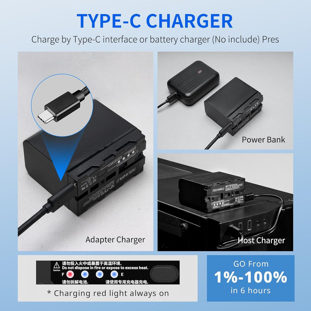 FeelWorld NP-970 Battery with USB-C Charging