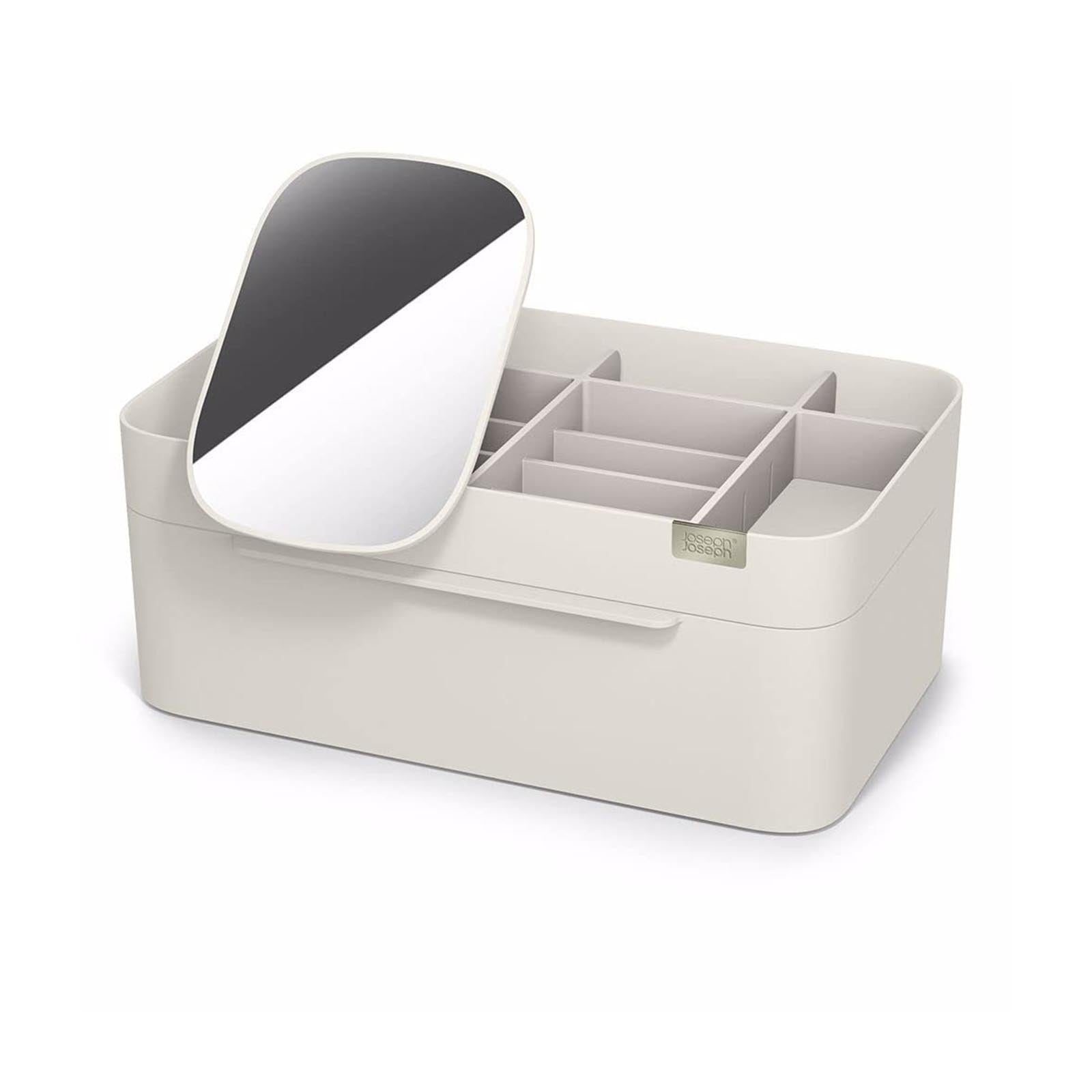 Viva Makeup Cosmetic Storage Organizer with Drawer, Large with Mirror, Shell, Cream