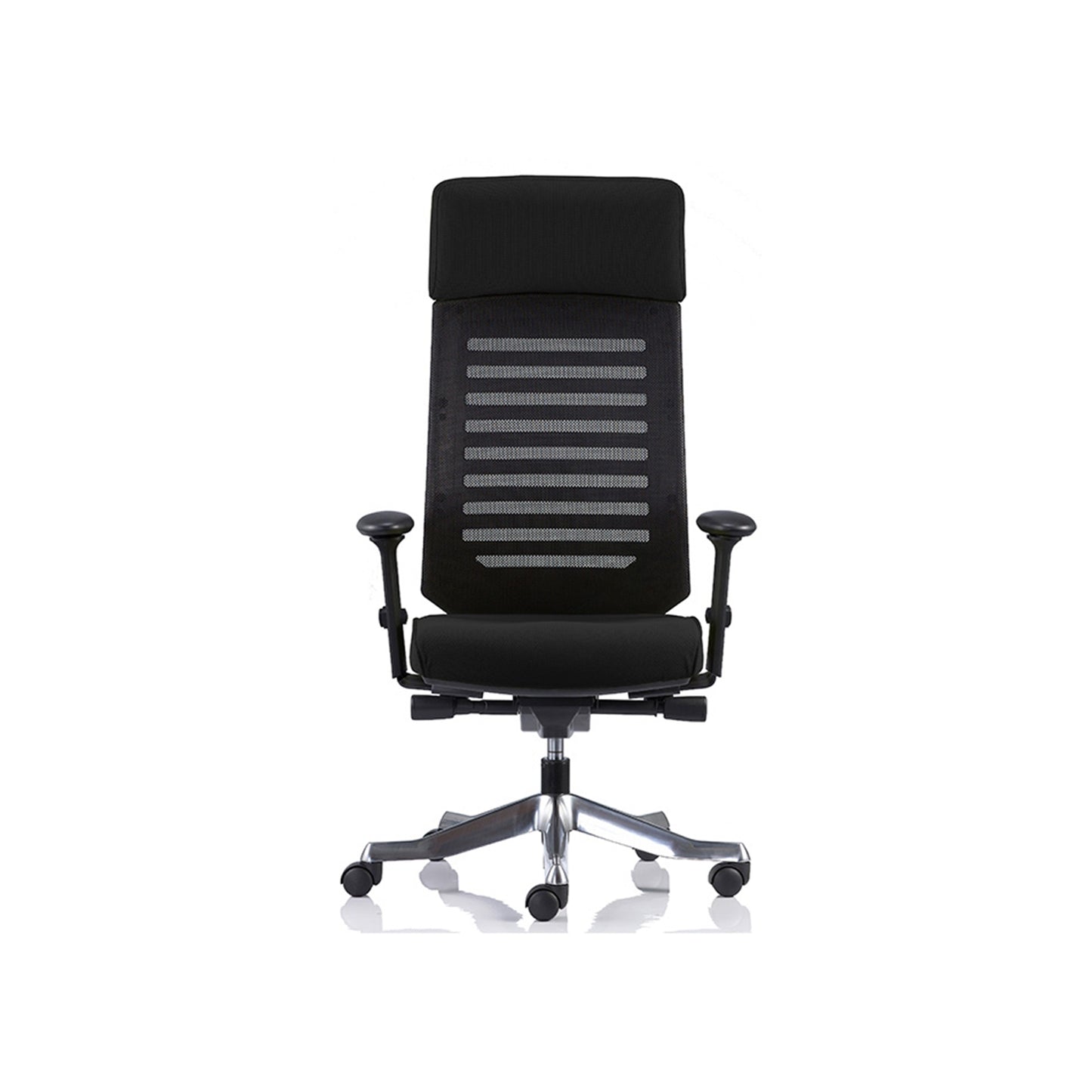 Velo High Back Chair+Adjustable Arms Black/Black Sky Leather