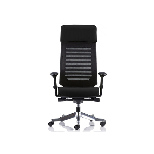 Velo High Back Chair+Adjustable Arms Black/Black Sky Leather