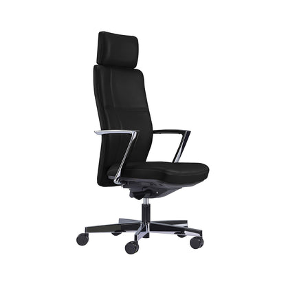 Sonoma High Back Chair + Fixed Arms Black /Black Sky Leather