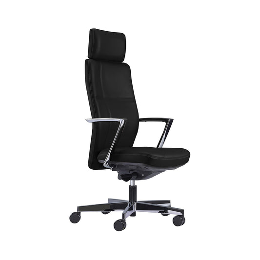 Sonoma High Back Chair + Fixed Arms Black /Black Sky Leather