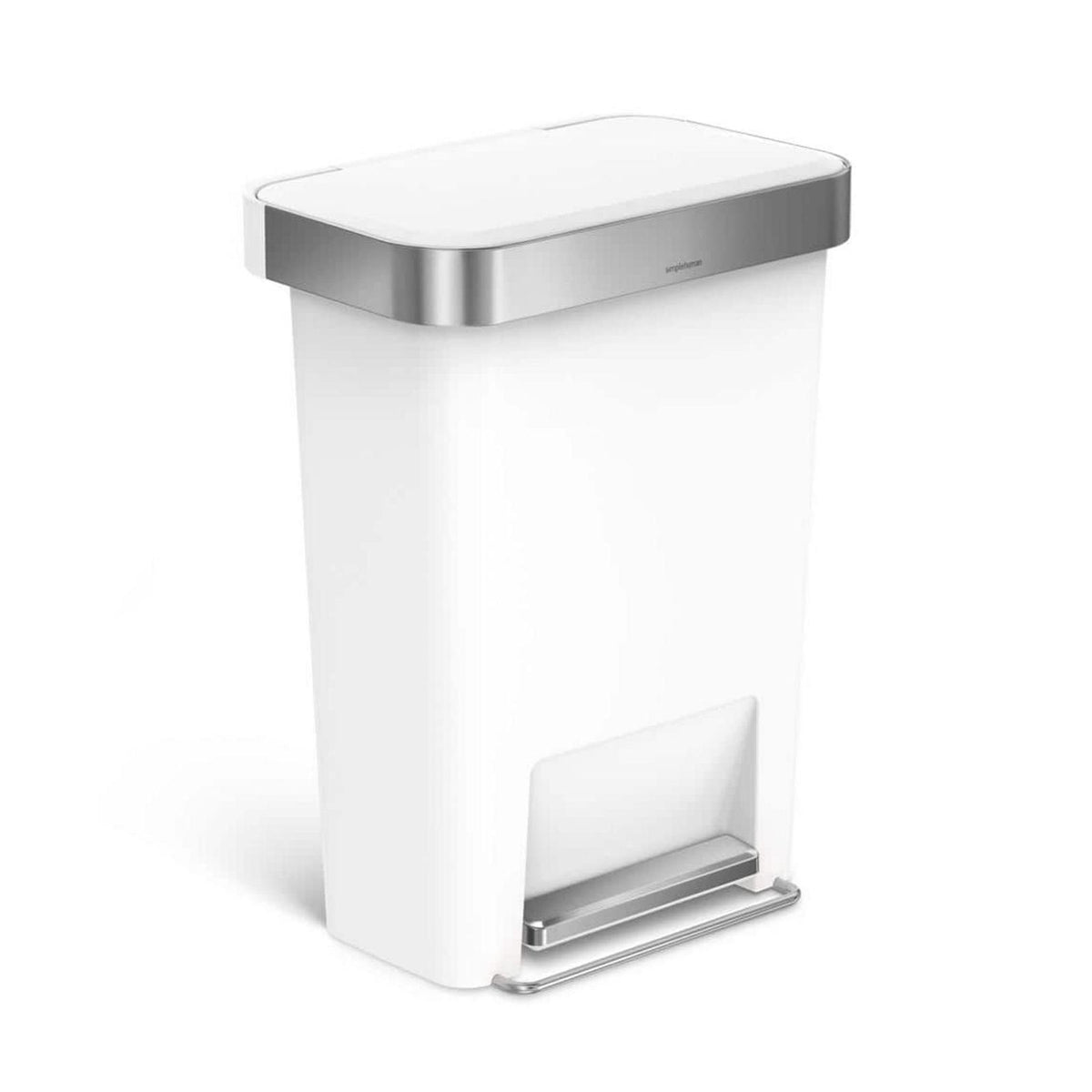 Rectangular Pedal Bin Plastic White with Steel Trim Liner