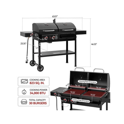 ROYAL GOURMET Gas & Charcoal BBQ with Side Burner Royal Gourmet