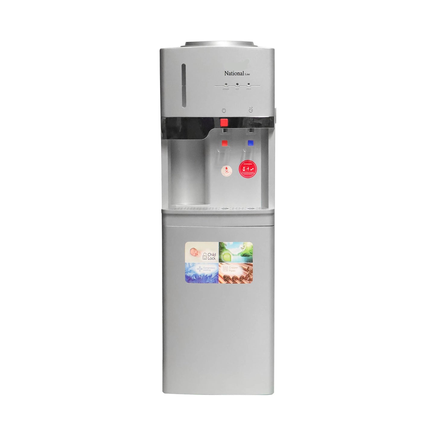 National Line Water Dispenser Top Loading 2 Knobs Silver