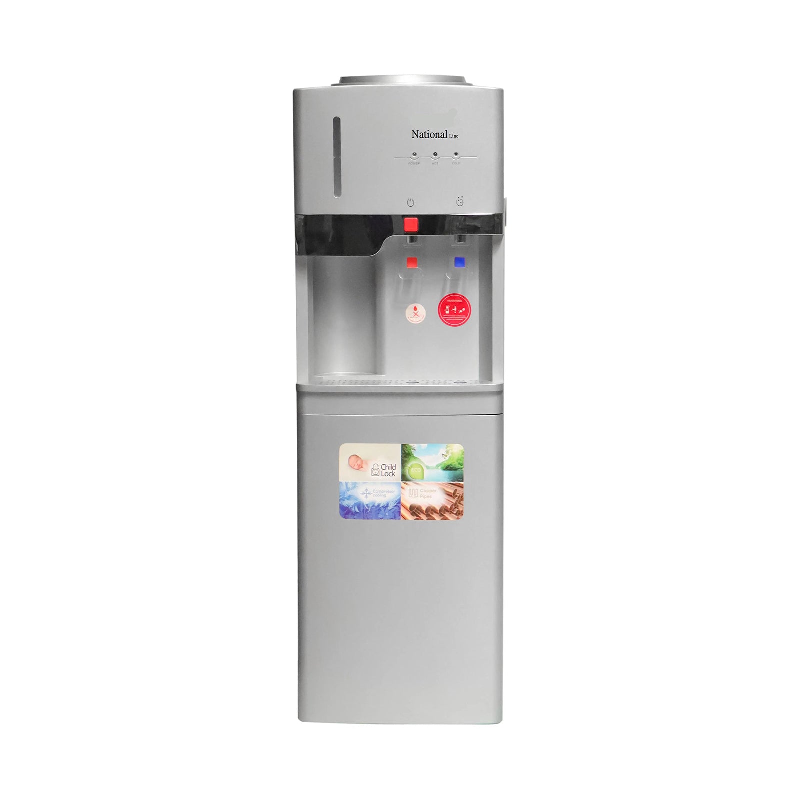 National Line Water Dispenser Top Loading 2 Knobs Silver