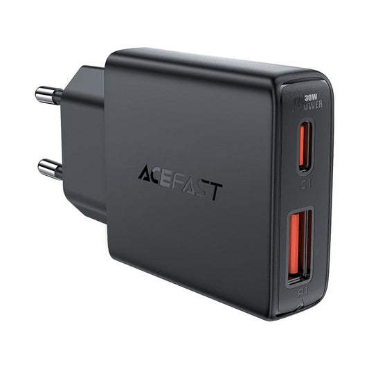 ACEFAST A69 PD30W GAN (USB-A+USB-C) ULTRA-THIN CHRGER BLACK