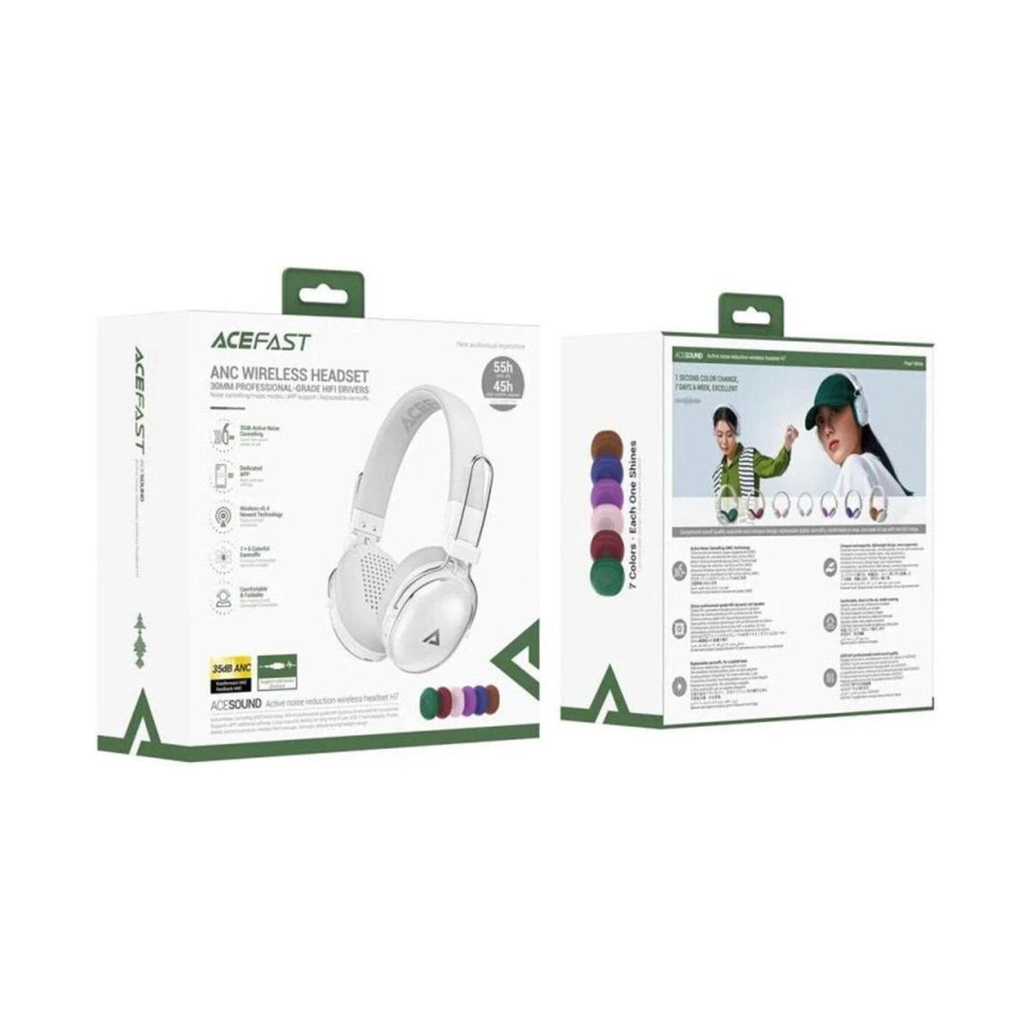 ACEFAST H7 Active Noise Cancelling Headset Pearl White