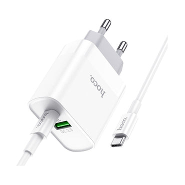 HOCO C80A PD 20W +QC 3.0 CHARGER SET TYPE-C TO IPHONE  WHITE