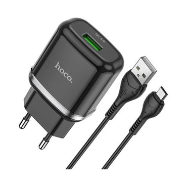 HOCO N3 SPECIAL SINGLE PORT QC3.0 MICRO CHARGER BLACK