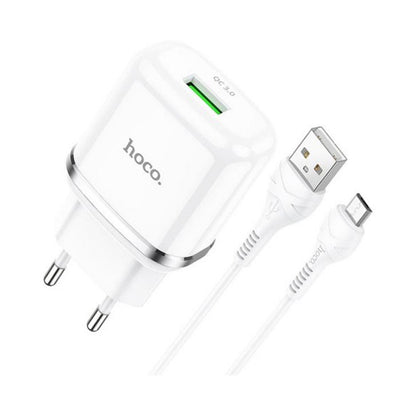 HOCO N3 SPECIAL SINGLE PORT QC3.0 MICRO CHARGER WHITE