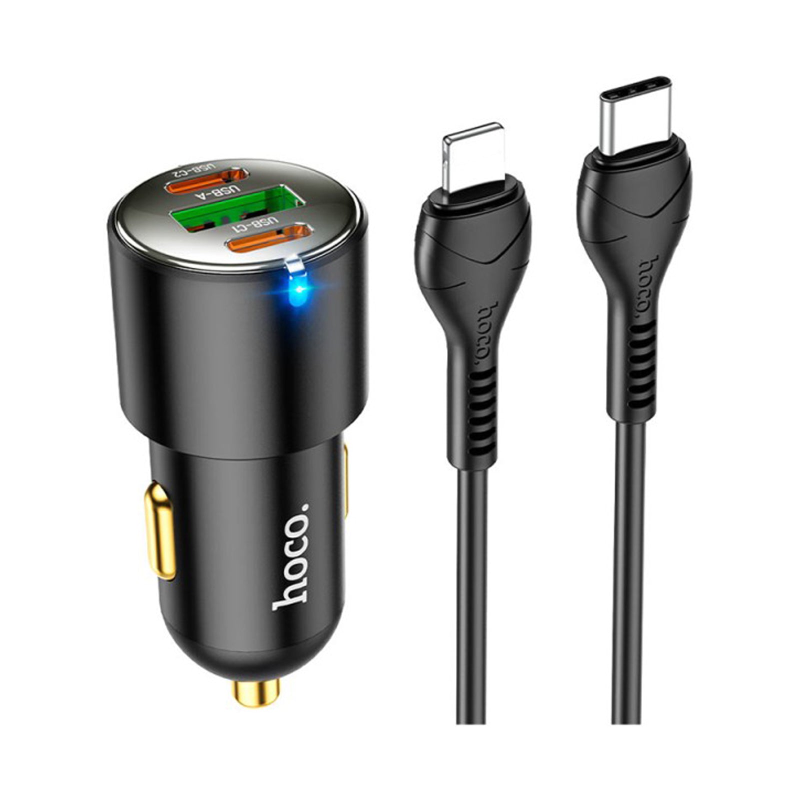 HOCO NZ6 45W 3 PORTS C TO LIGHTNING CAR CHARGER