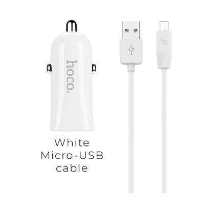 HOCO Z12 CAR CHARGER MICRO WHITE