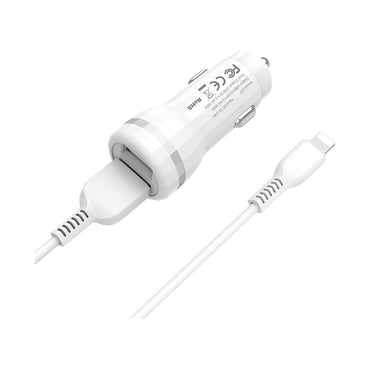 HOCO Z27  STAUNCH DUAL PORT CAR CHARGER LIGHTNING WHITE