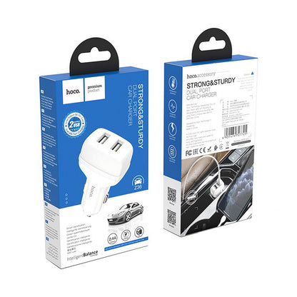 HOCO Z36 LEADER DUAL PORT CAR CHARGER LIGHTNING - WHITE