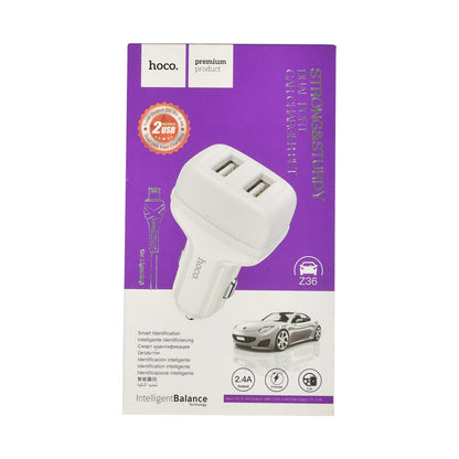 HOCO Z36 LEADER DUAL PORT CAR CHARGER LIGHTNING - WHITE