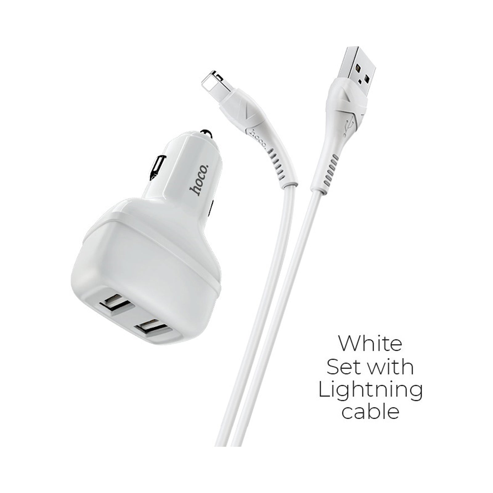 HOCO Z36 LEADER DUAL PORT CAR CHARGER LIGHTNING - WHITE