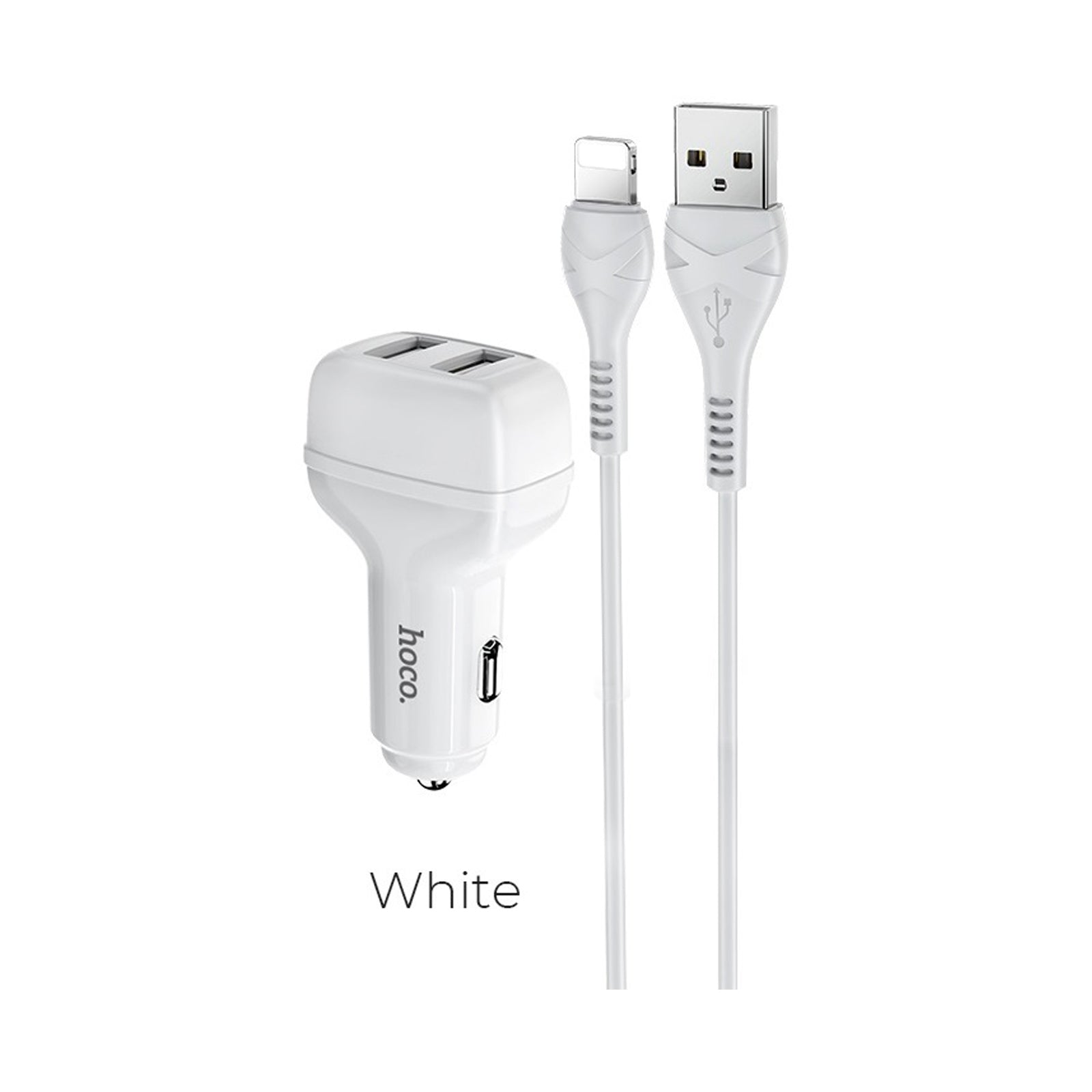 HOCO Z36 LEADER DUAL PORT CAR CHARGER LIGHTNING - WHITE