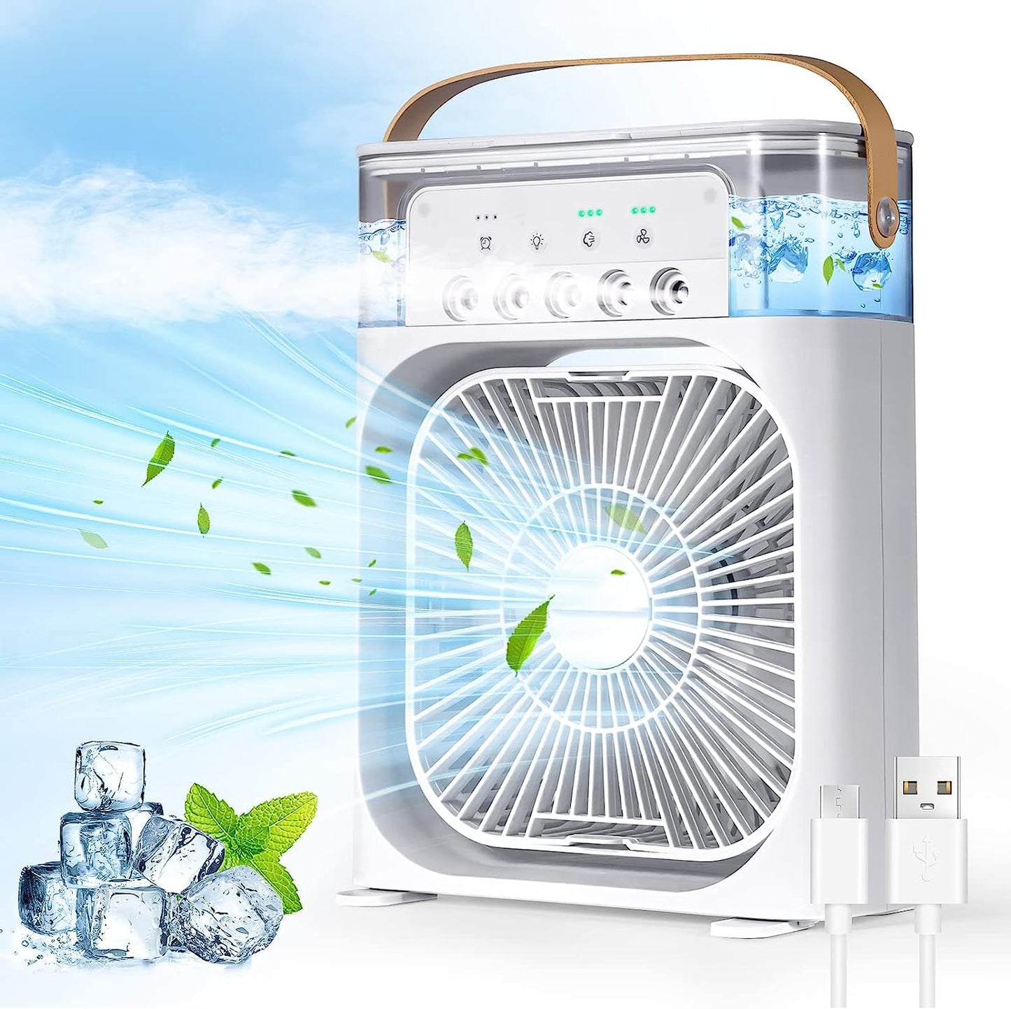 Air Cooler Misting Usb Fan With Led Light