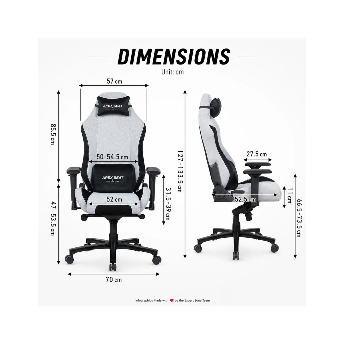 APEX AXE Gaming Chair 4D 135° Grey & Black