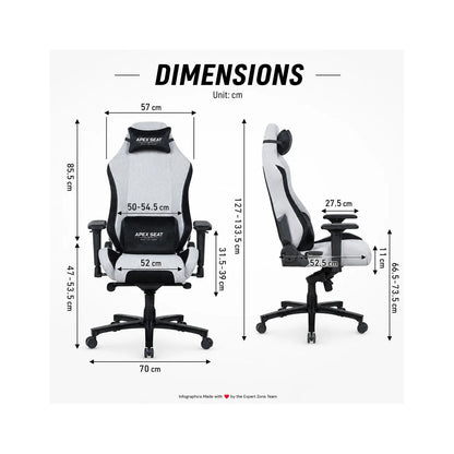 APEX AXE Gaming Chair 4D 135° Grey & Black APEX