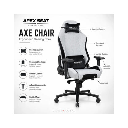 APEX AXE Gaming Chair 4D 135° Grey & Black APEX