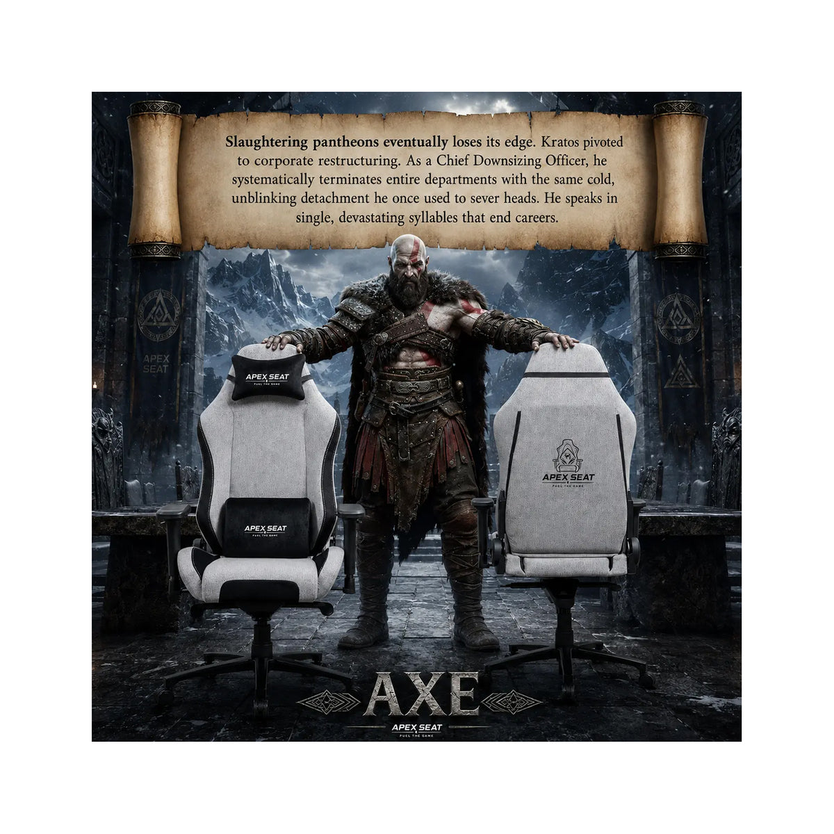 APEX AXE Gaming Chair 4D 135° Grey & Black APEX