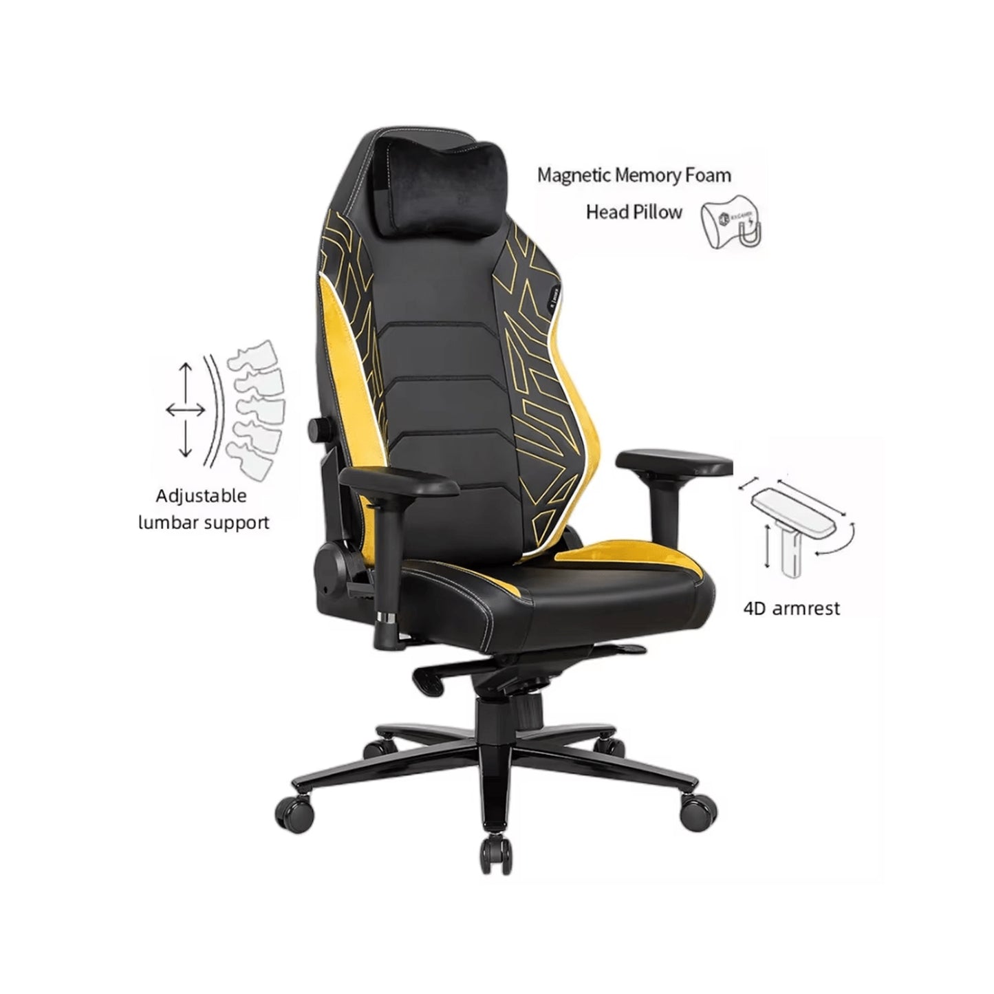 Apex Seat Sunreaver Gaming Chair, 4D Arms, Gold & Black APEX