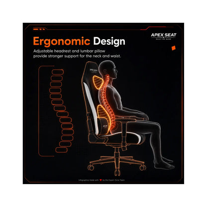 APEX TRINITY Gaming Chair 4D 180KG Bllack & White APEX