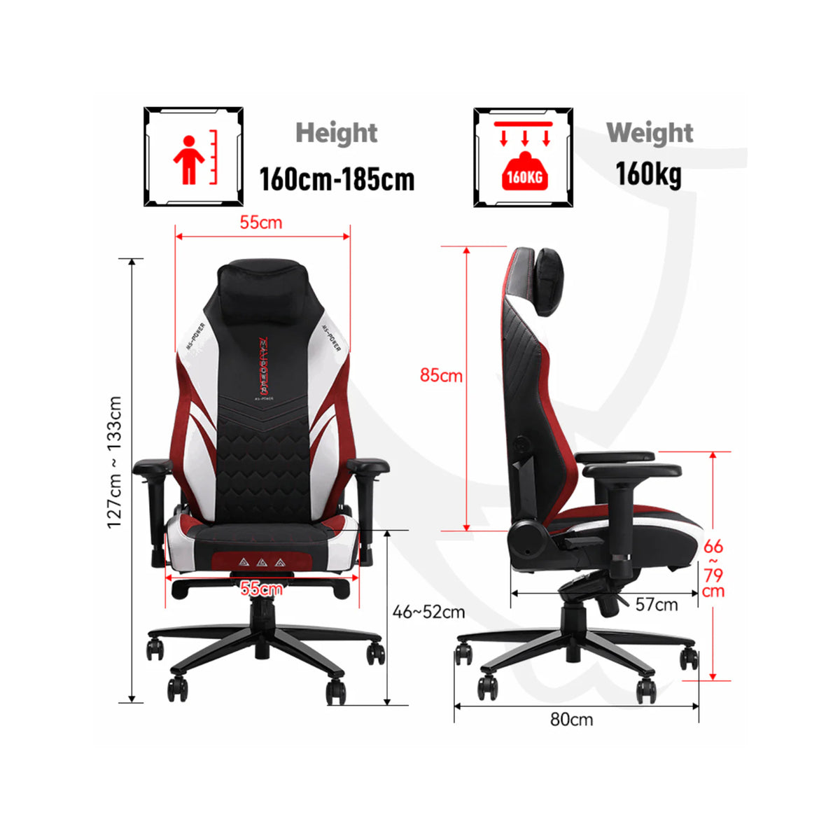 APEX Ignition XL Gaming Chair 160KG Black Red White APEX