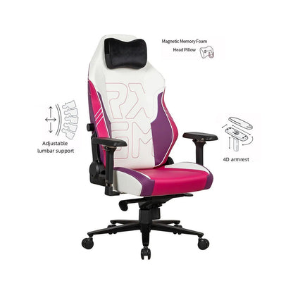 Apex Seat Tokyo-GT Gaming Chair, 4D Arms, White & Magenta APEX