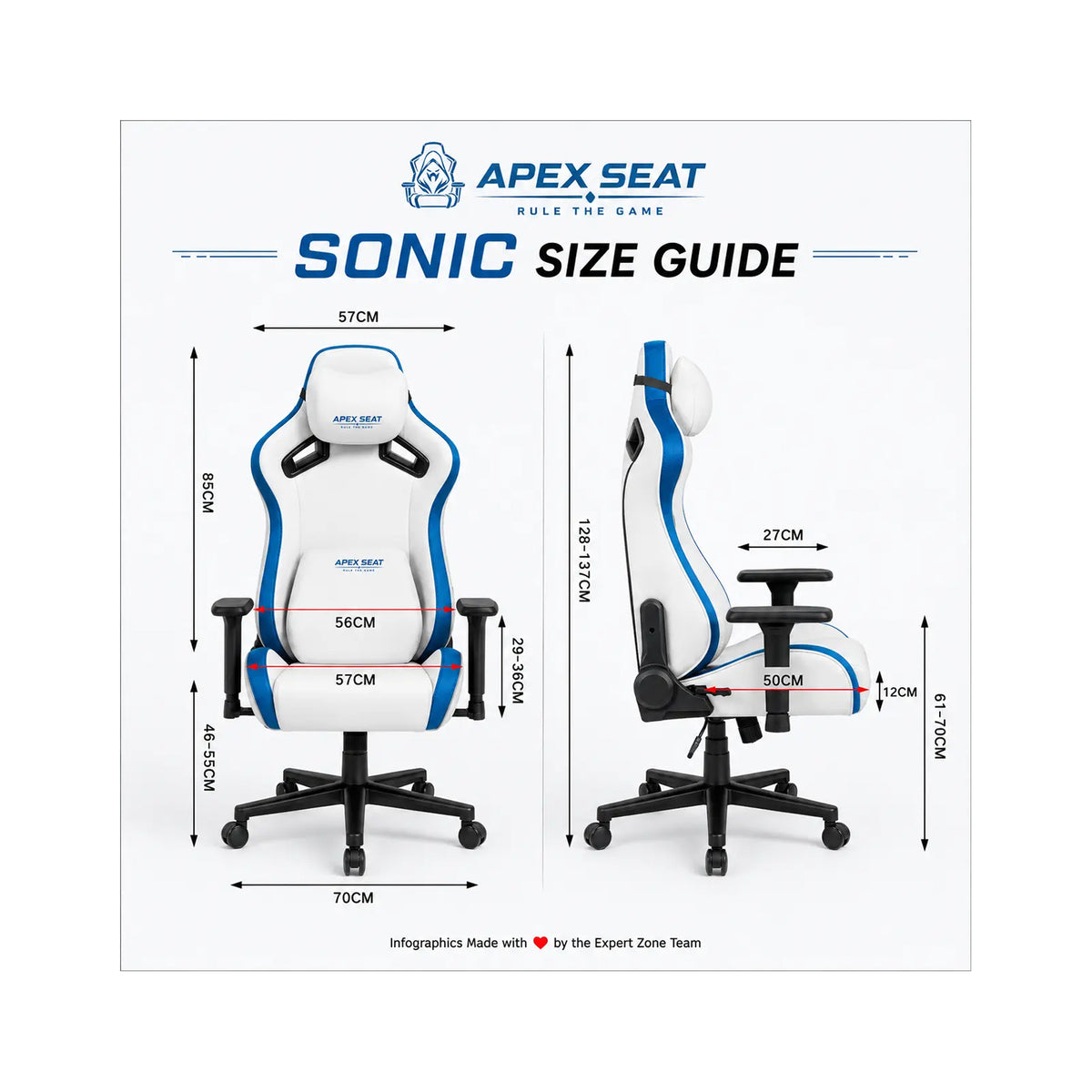 APEX SONIC Gaming Chair 155° White & Blue APEX