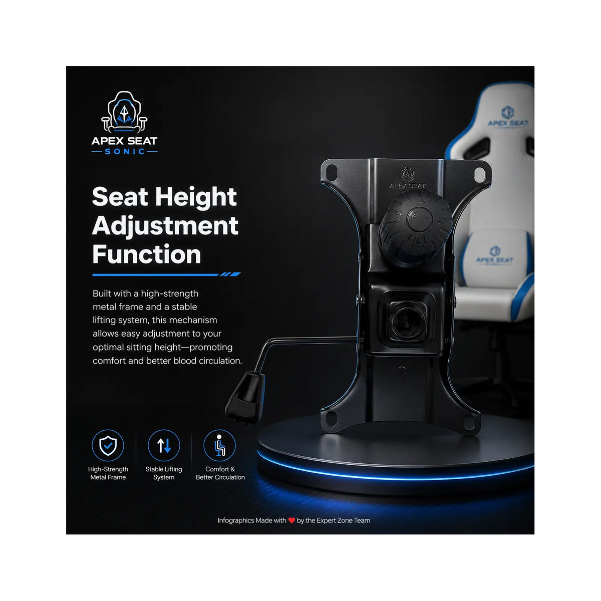 APEX SONIC Gaming Chair 155° White & Blue