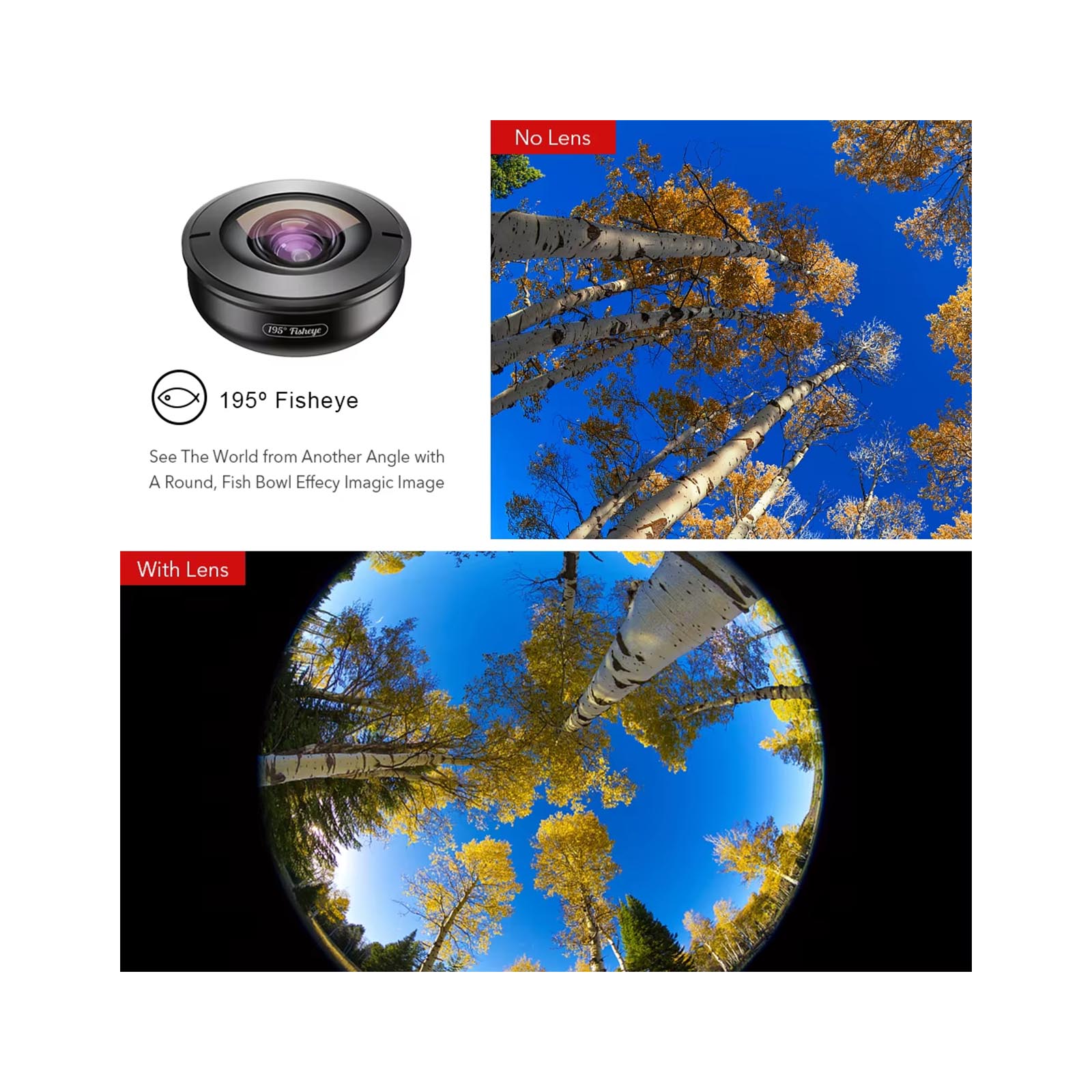 Apexel 195° Fisheye Lens