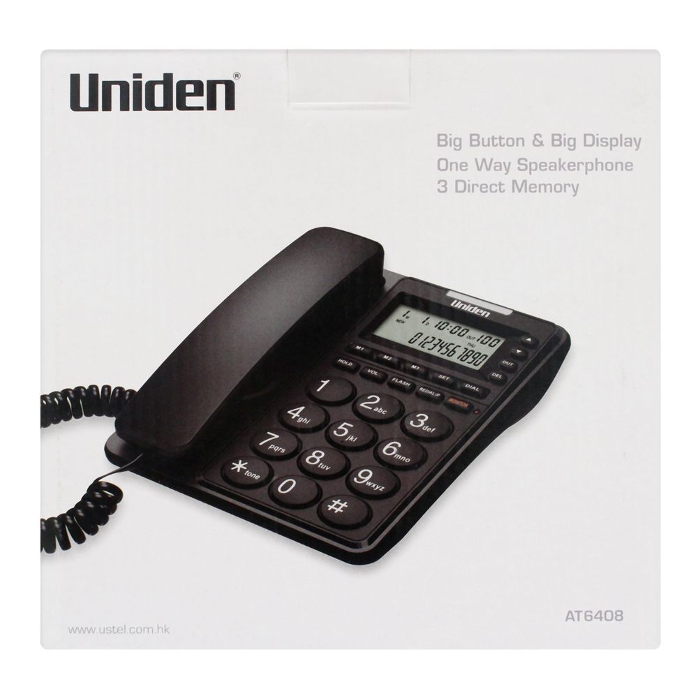 UNIDEN CORDED PHONE BLACK 6408