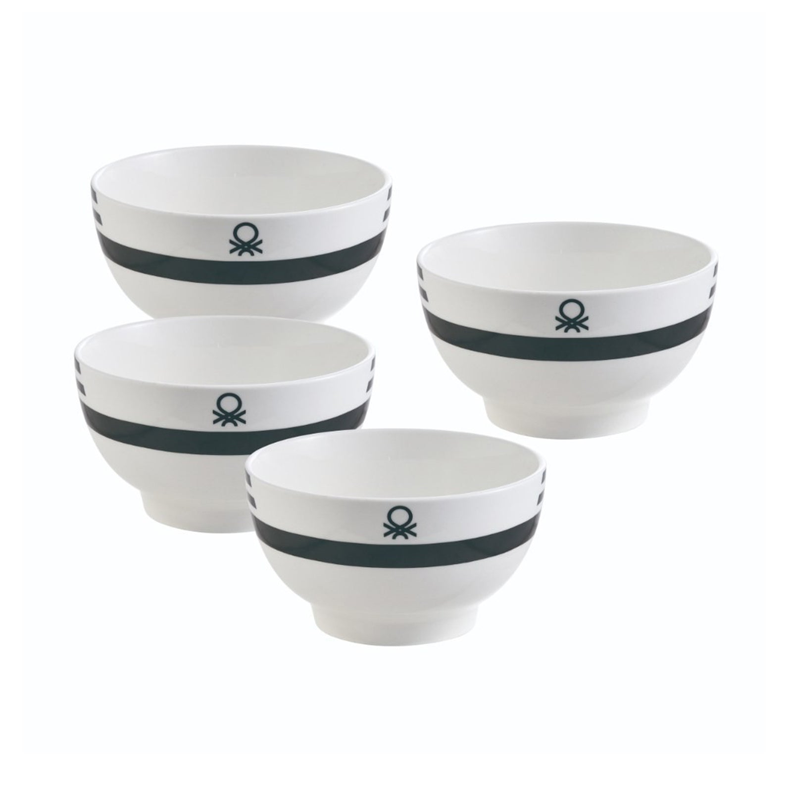 SET 4PC BOWLS 650ML NEW BONE CHINA BLACK & WHITE