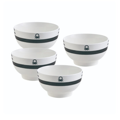 SET 4PC BOWLS 650ML NEW BONE CHINA BLACK & WHITE