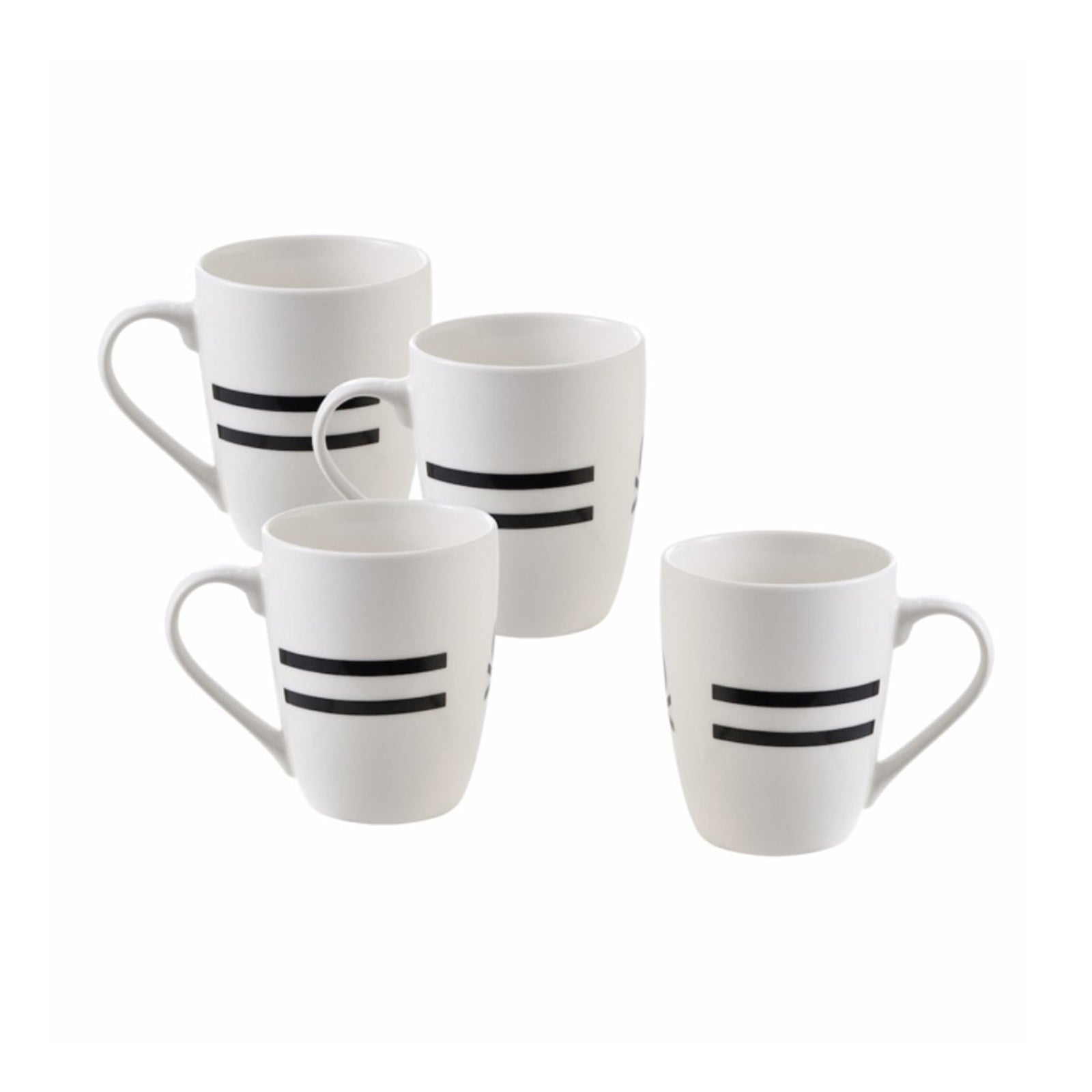 SET 4PC MUG 360ML NEW BONE CHINA W/BLACK &WHITE