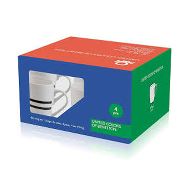 SET 4PC MUG 360ML NEW BONE CHINA W/BLACK &WHITE