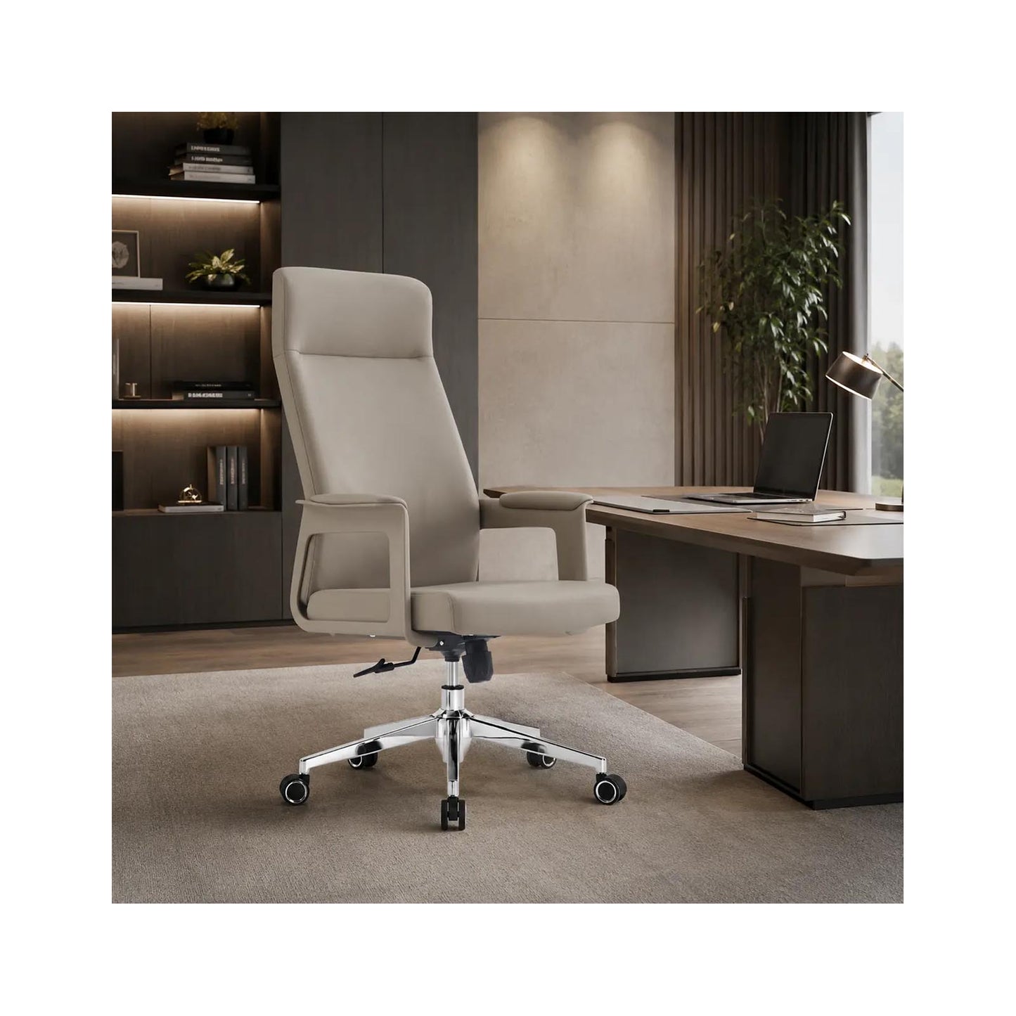 Benka Beige Office Chair, Smooth Modern Comfort CHN