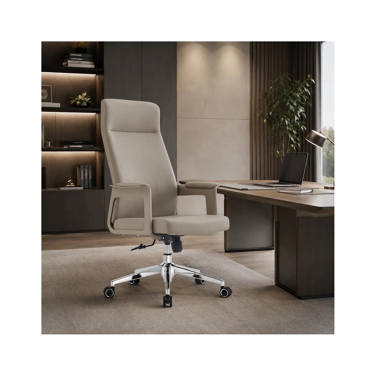 Benka Beige Office Chair, Smooth Modern Comfort