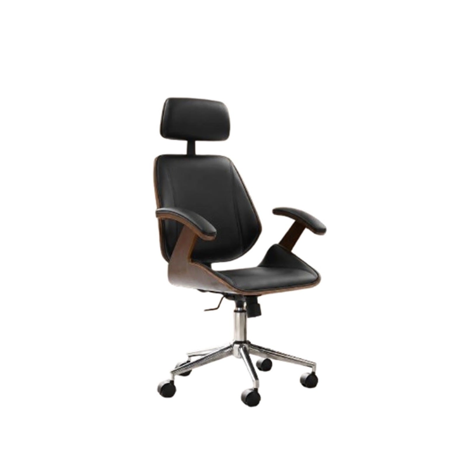 Berly Black Office Chair, Sleek Rich With A Wood Touch