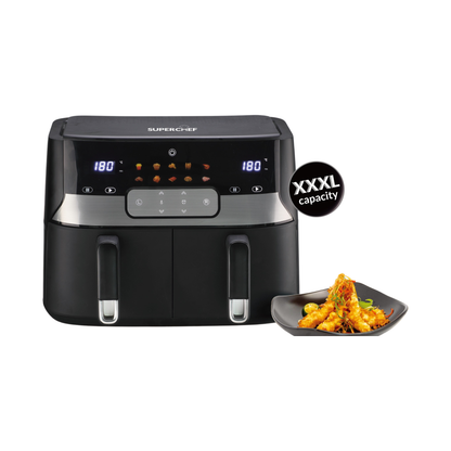 SUPER CHEF Digital Dual Basket Air Fryer, 9 Liter,1700W