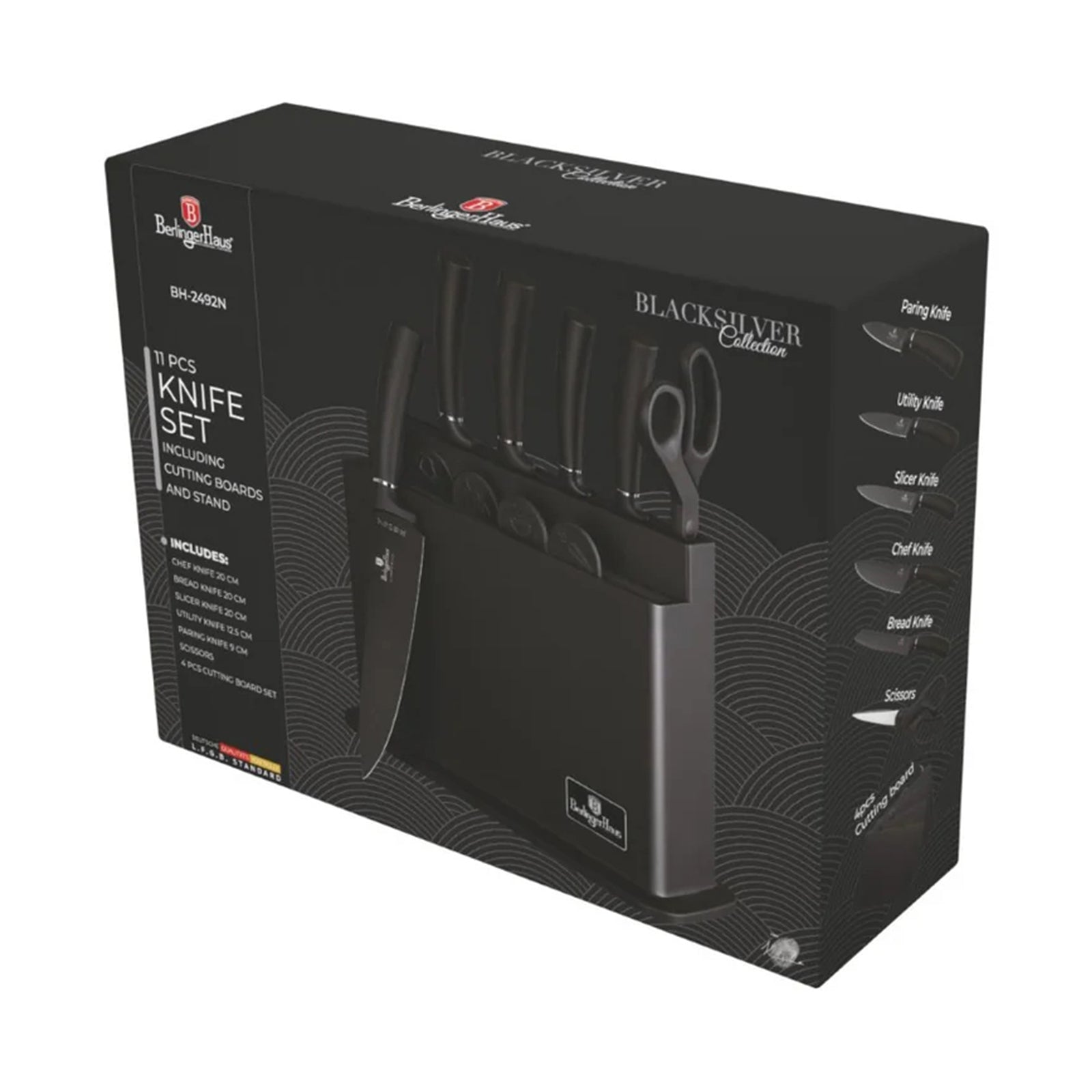 Berlinger 11 pcs knife and cutting board Matte Black