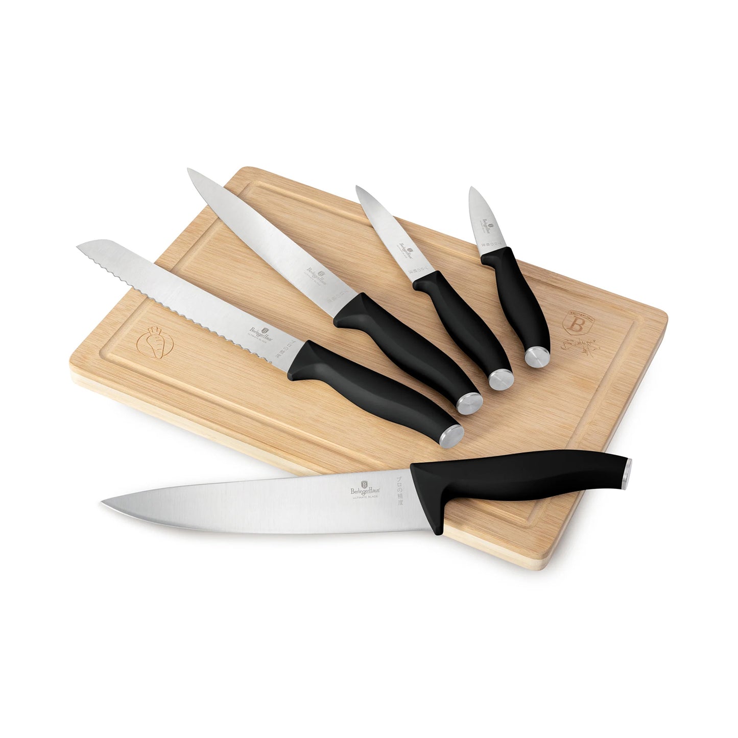 Berlinger 6 pcs knife set w cutting board, BlK Vantage BERLINGER HAUS