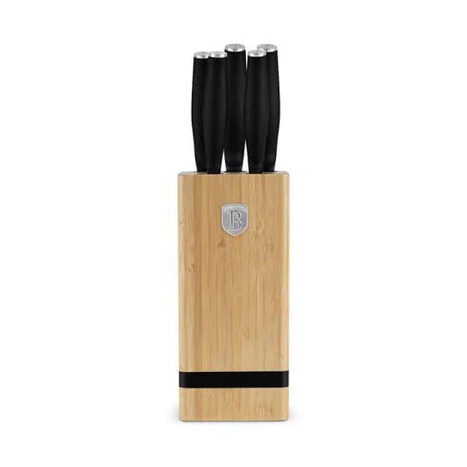 Berlinger 6 pcs knife set with BAMBOO stand, Matte Black