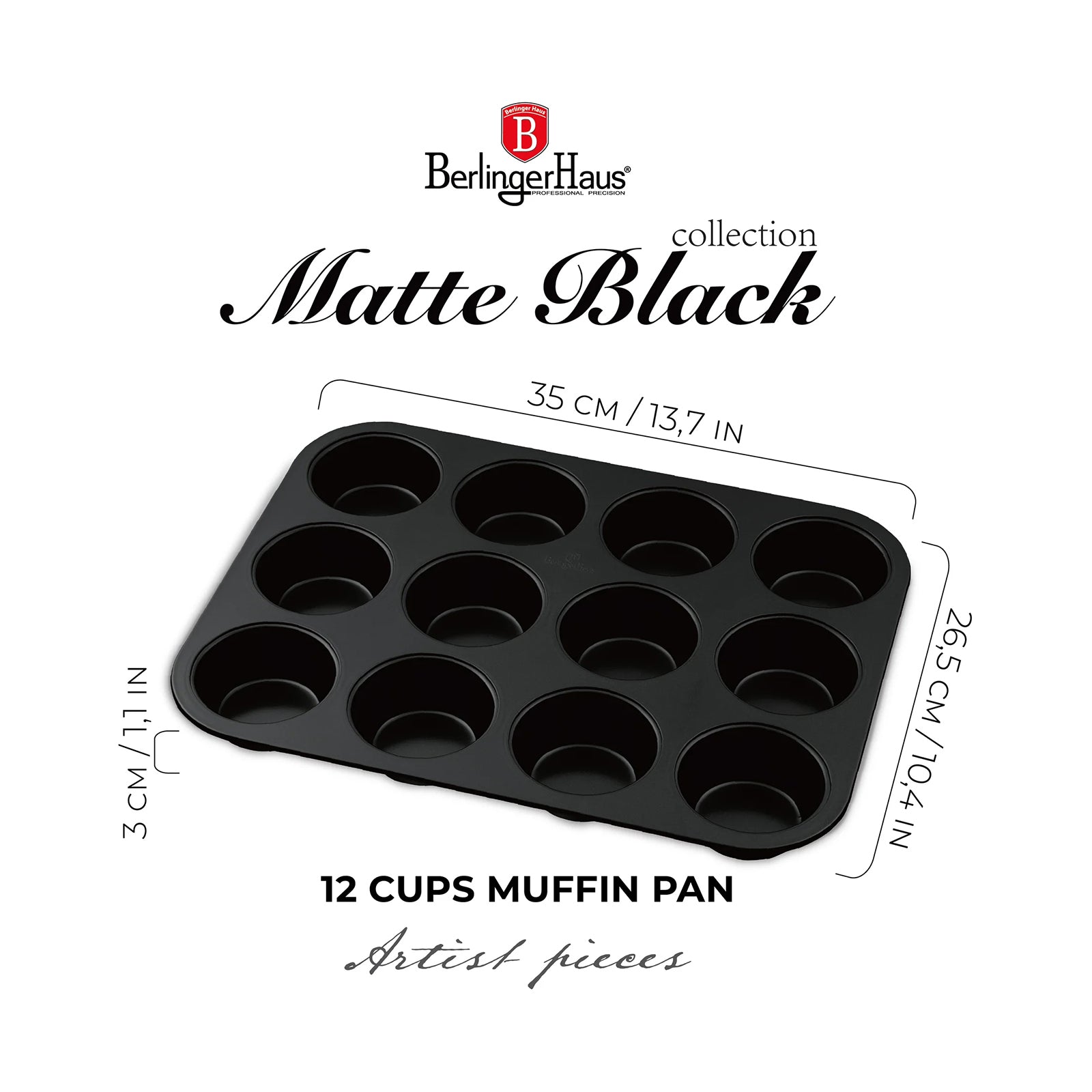 Berlinger Haus 12 pcs Muffin Pan Matte Black