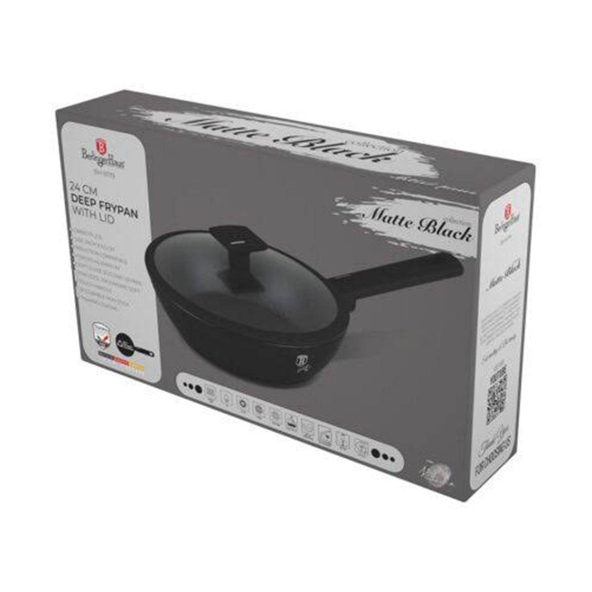 Berlinger Deep frypan with lid, 24cm, Matte Black BERLINGER HAUS