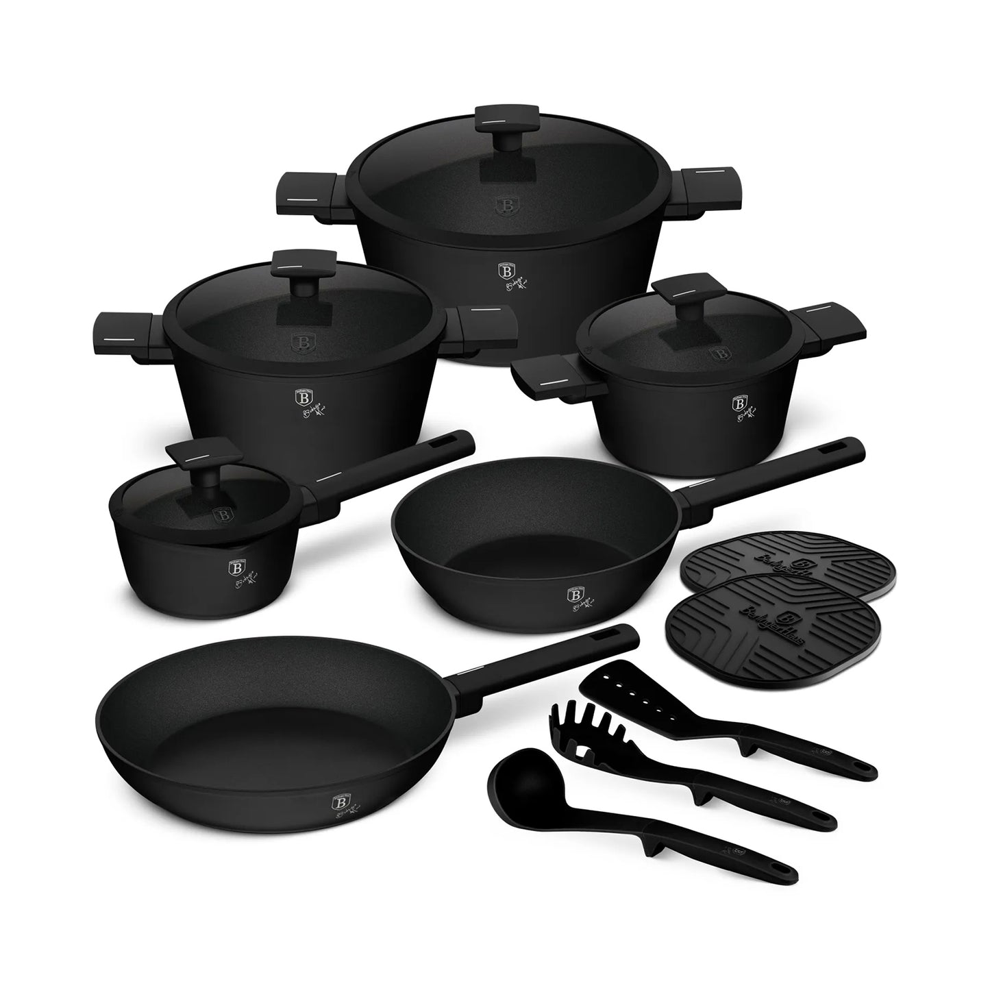 Berlinger 15 pcs cookware set, Matt Black Collection BERLINGER HAUS
